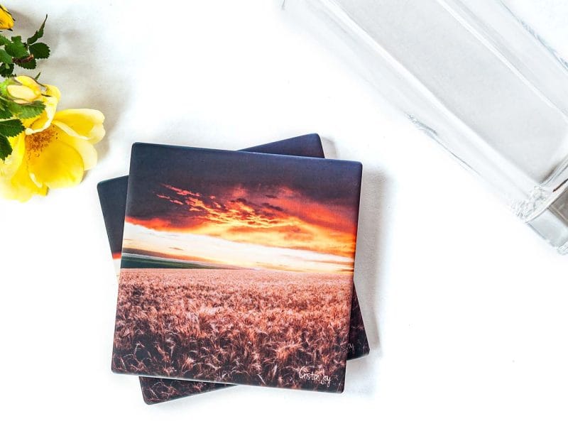 Wheat Field at Sunset Coasters