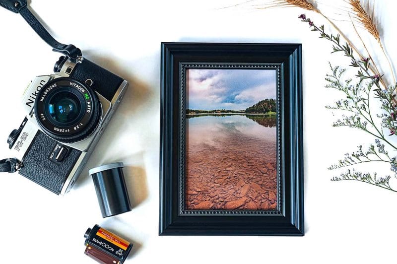 Deerfield Lake Framed Mini Canvas Print