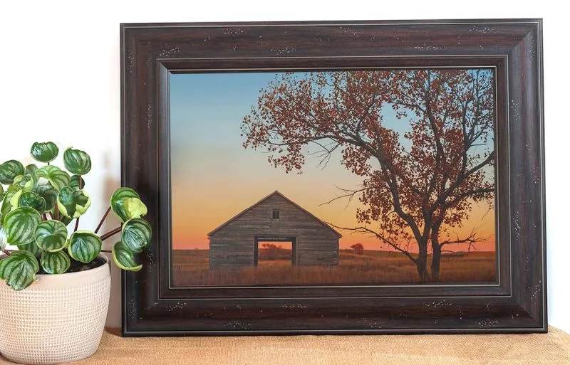 Granary in Fall 12x18 Framed Giclee Canvas Print